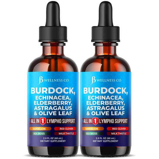 JB Wellness Co burdock drops bottle for daily use and drainage support.