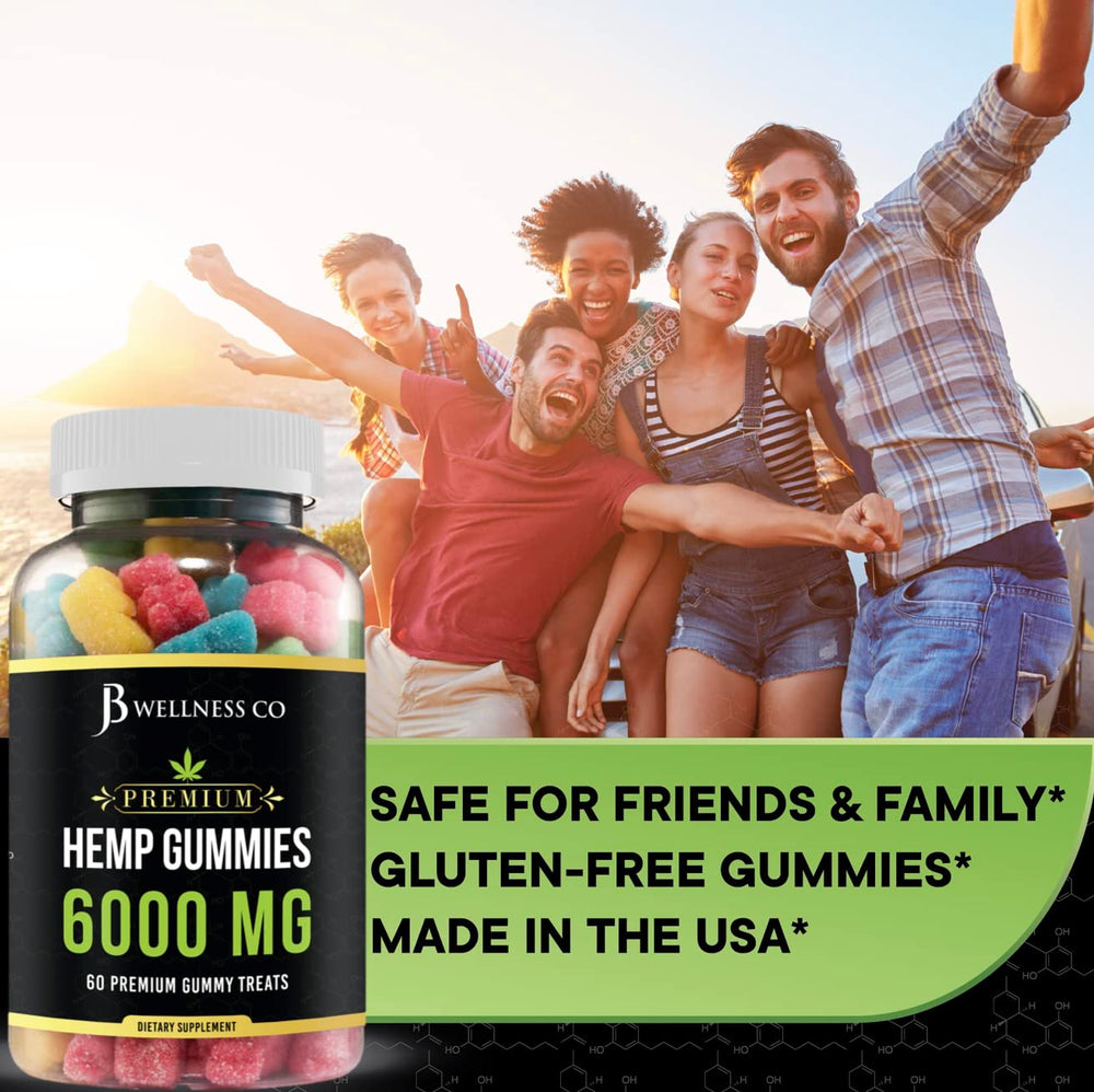 JB Wellness Co hemp gummies Advanced bottle back showing ingredients and hemp content