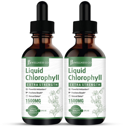JB Wellness Co liquid chlorophyll drops bottle for easy daily greens boost.