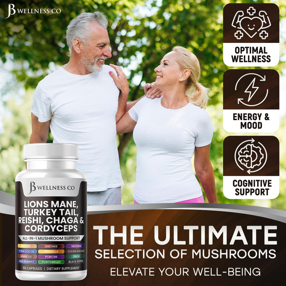 JB Wellness Co reishi powder bottle delivers calm energy