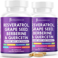 JB Wellness Co resveratrol bottle showing polyphenol blend for daily wellness