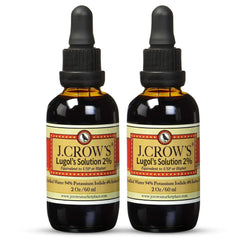 J. CROW'S Lugol's iodine bottle with dropper enables precise dosing and easy storage.
