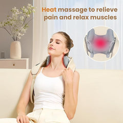 Jdfdexc 4D neck massager back view shows adjustable strap for hands-free massage.