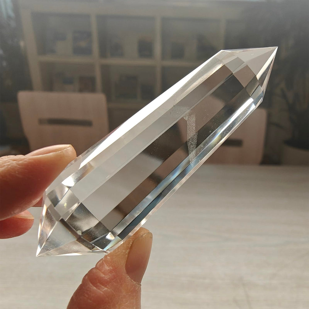 jdflying Vogel crystal wand 12-face clear quartz to balance attention and intention