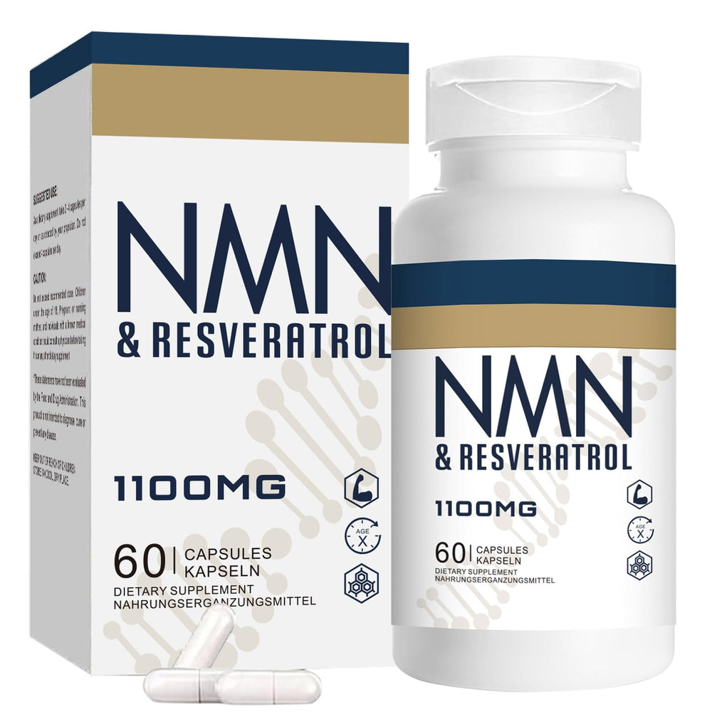 Jeaderly 1100mg NMN and Trans-Resveratrol bottle—potent blend for daily vitality.