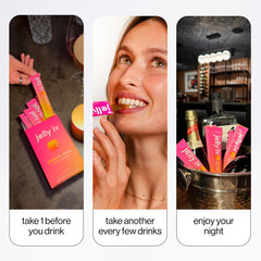 Jelly IV fast morning relief stick in hand demonstrates portable refreshment after late nights.