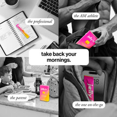 Jelly IV fast morning relief stick with glass and water conveys hydration aid.