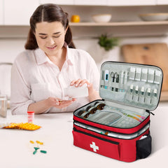 Jenlan Travel Medicine Bag Organizer packed for family road trips