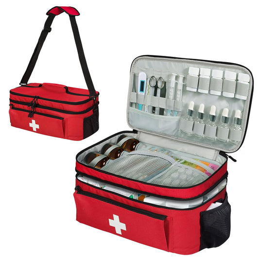 Jenlan Travel Medicine Bag Organizer top view highlights large capacity for meds