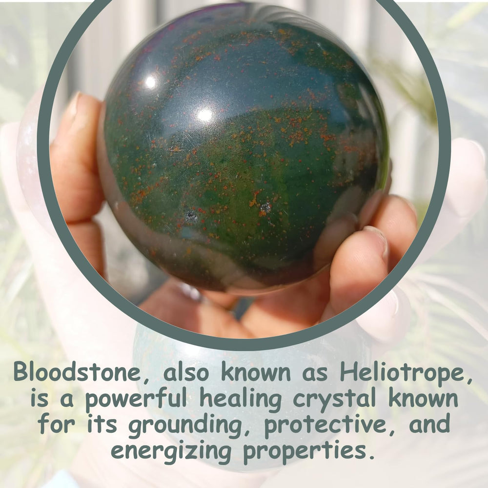 Jet International Bloodstone ball displayed near altar invites meditation and emotional balance.