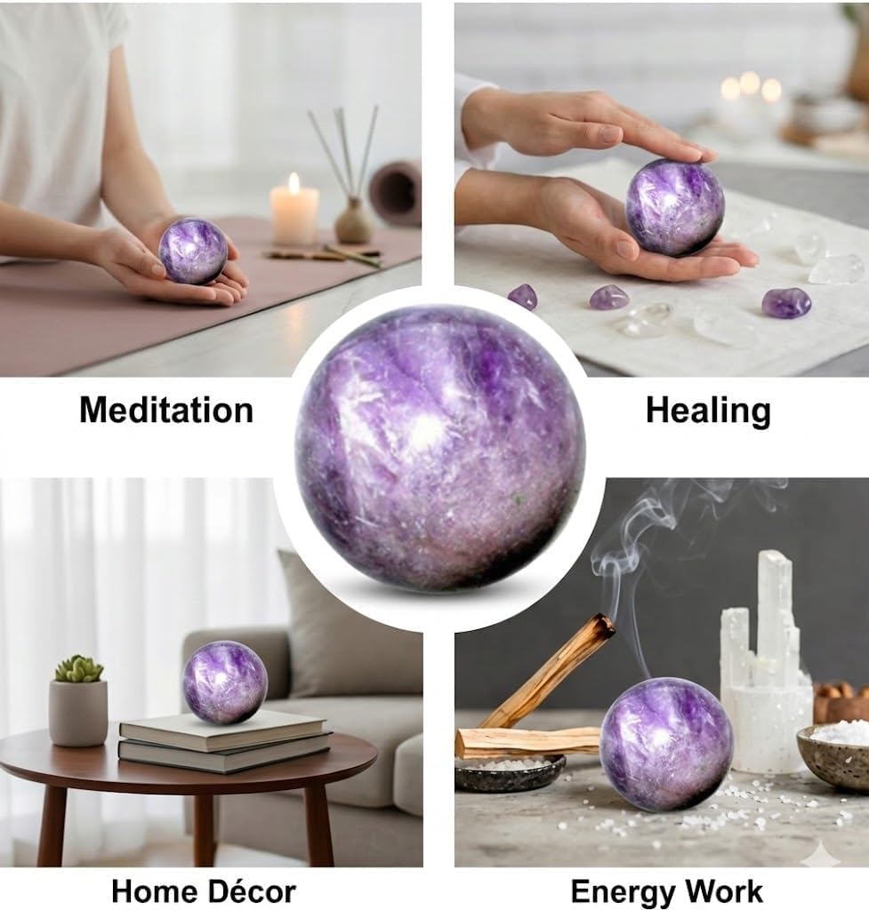 Jet International amethyst sphere supports chakra balance and spiritual awareness