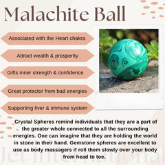 Jet International malachite sphere used for heart chakra meditation and yoga work