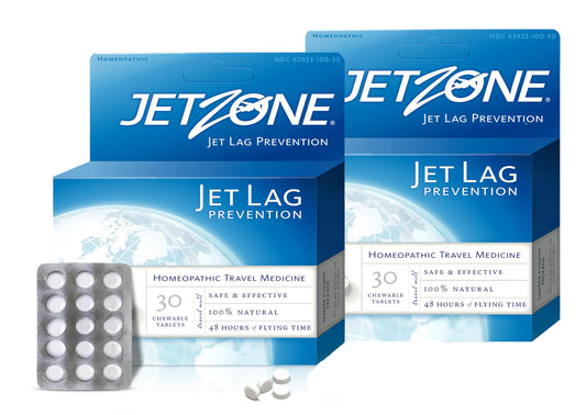 JetZone jet lag remedy pack 2 box supports circadian rhythm during travel.