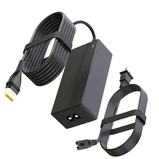 JFJDSM 65W adapter front view powering a ResMed AirSense CPAP device.