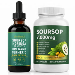Jfsyb Soursop Bitters Drops bottle showing a potent 10-in-1 herbal blend for daily vitality.