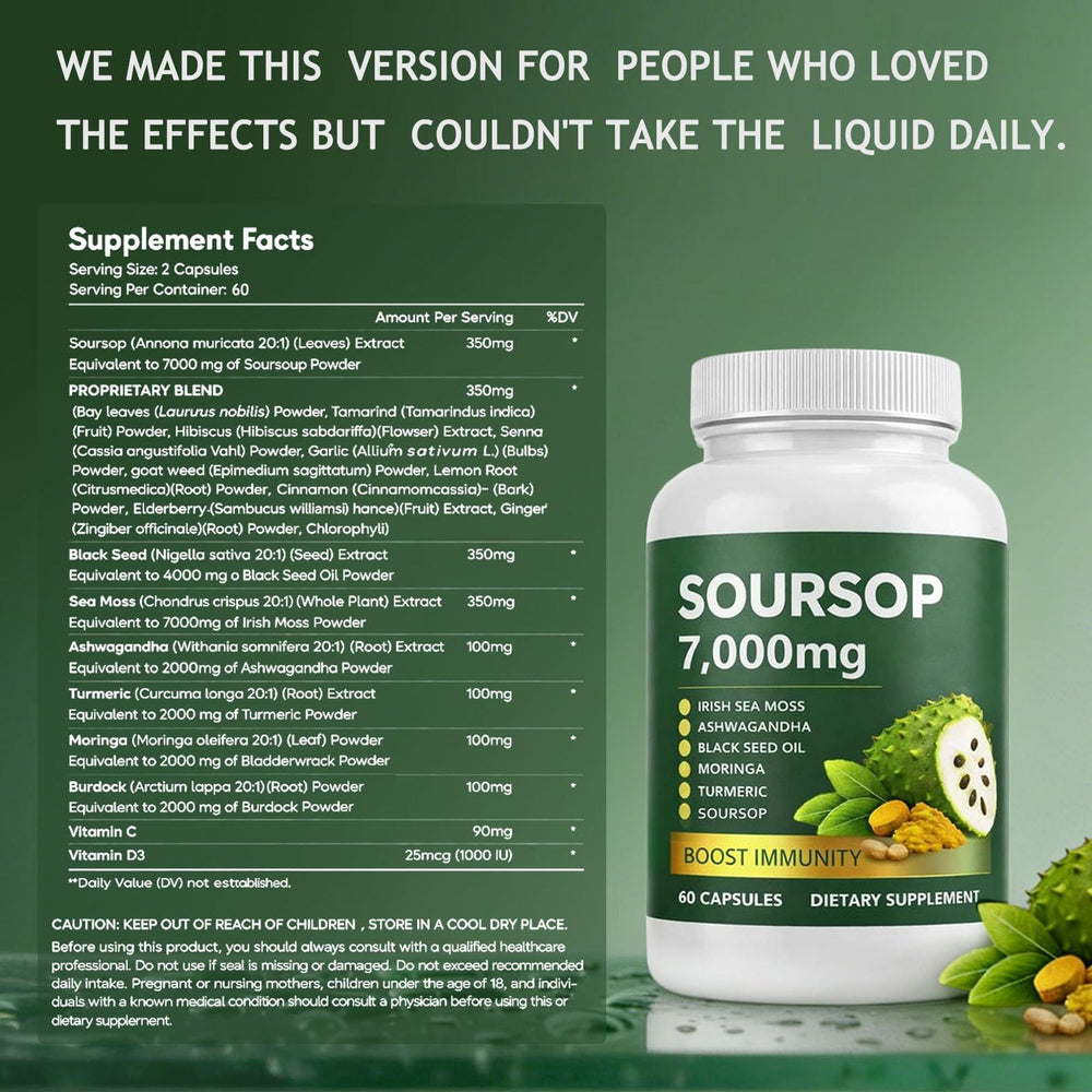 Jfsyb Soursop Bitters Drops label highlights vegan, non-GMO purity for daily use.