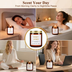 JGXLQ Soft Sandalwood candle in a glass jar for grounding warmth.