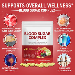 J&H Blood Sugar Complex bottle front with clear label.