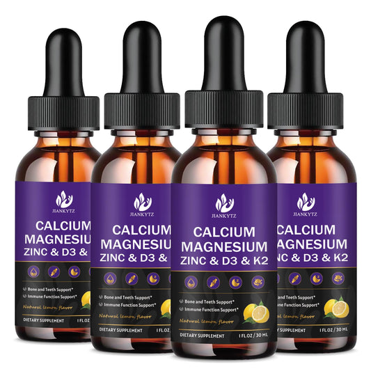 jiankytz calcium magnesium zinc liquid drops bottle emphasizing bone support and easy absorption