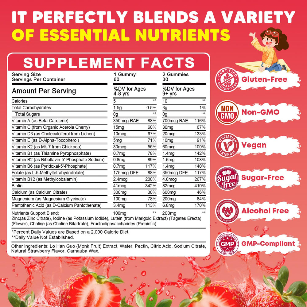 JIANKYTZ sugar-free strawberry flavor gummies for a tasty daily option.