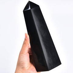 JIC Gem obsidian wand showing apex energy point for grounding rituals.