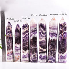 JIC Gem chevron amethyst wand tower on altar with soft light