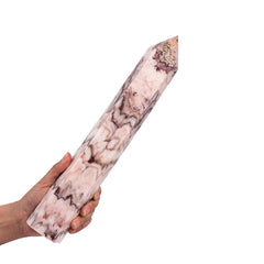 JIC Gem quartz obelisk tower in colorful jade hue for energy amplification during Reiki