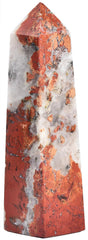 JIC Gem red jasper crystal tower front view for energy focus during meditation