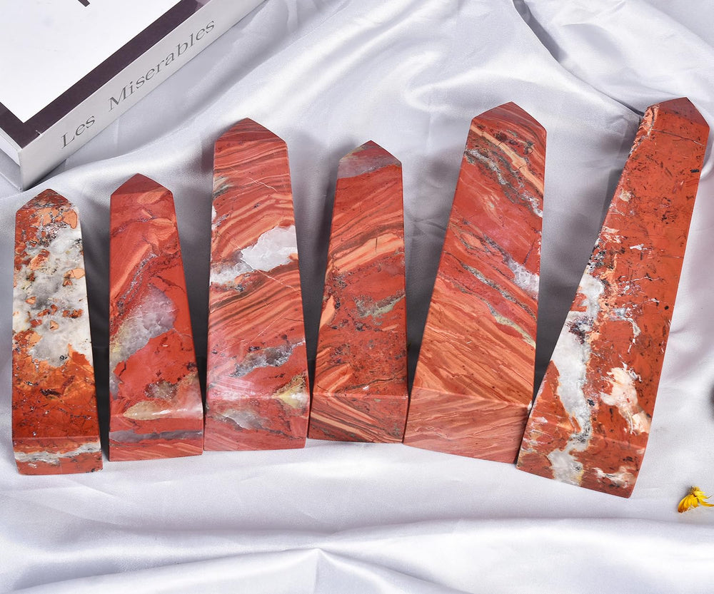 JIC Gem red Jasper obelisk decor for mindful focus.