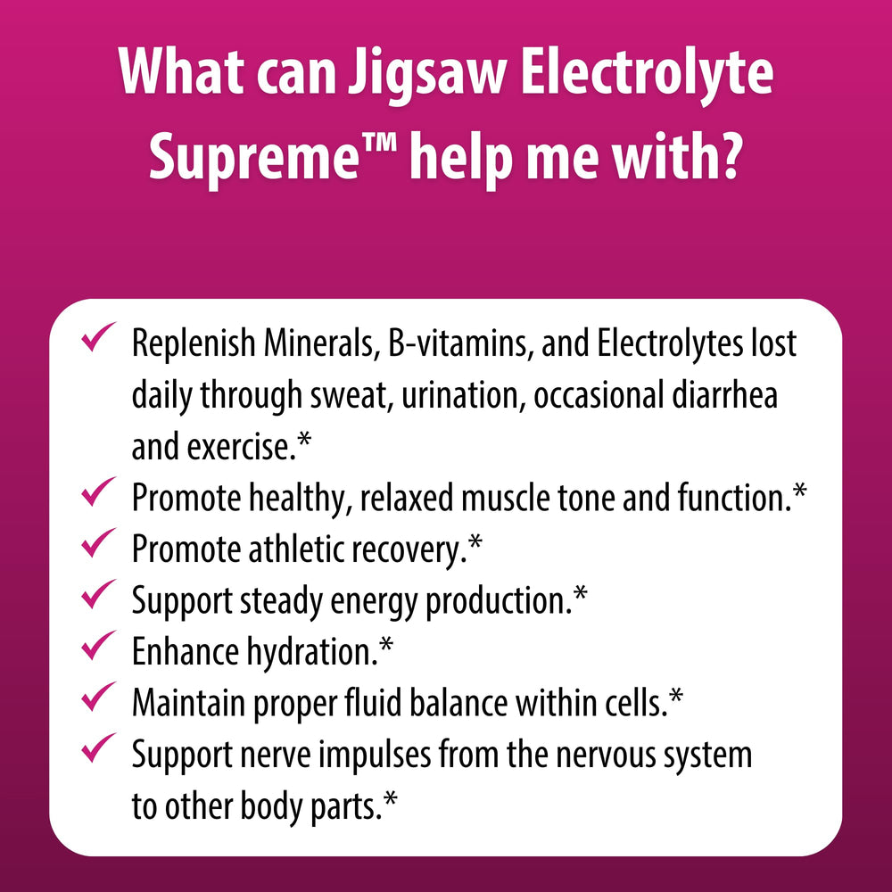 Berry-Licious flavor label close-up of Jigsaw Electrolyte Supreme.