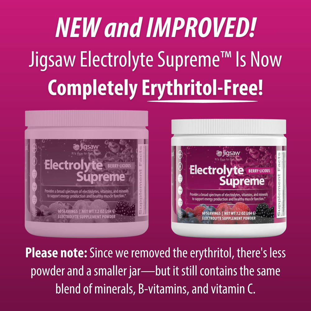 Jigsaw Electrolyte Supreme glass of water with powder dissolving for hydration.