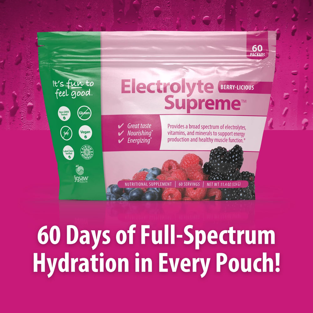 Jigsaw Electrolyte Supreme being poured into a glass for thirst-quenching hydration.