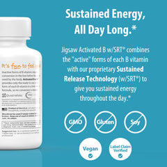 Jigsaw Health Activated B w/SRT label art highlighting quality.