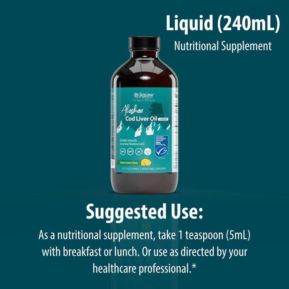 Using the Jigsaw Health cod liver oil bottle as part of daily routine.