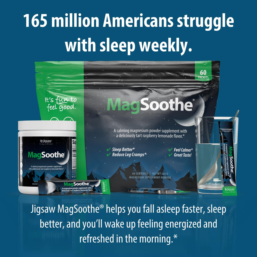 Jigsaw Health MagSoothe 60-serving pack highlights value and convenience.