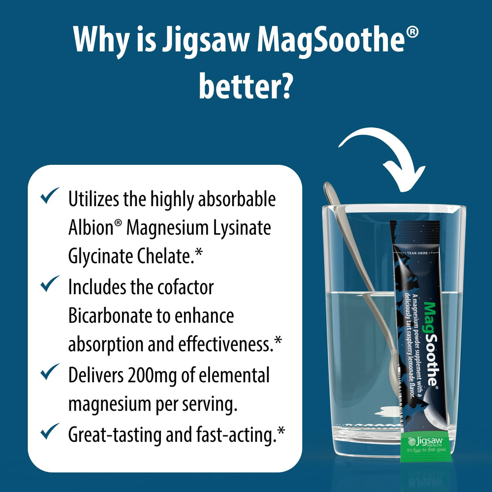 Jigsaw Health MagSoothe label closeup emphasizes flavor and quality.