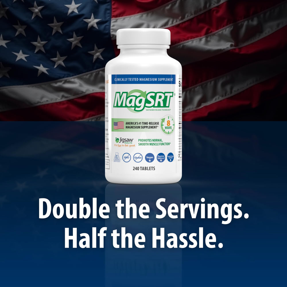 Jigsaw Health MagSRT label highlights magnesium, B6, folate, and B12 benefits