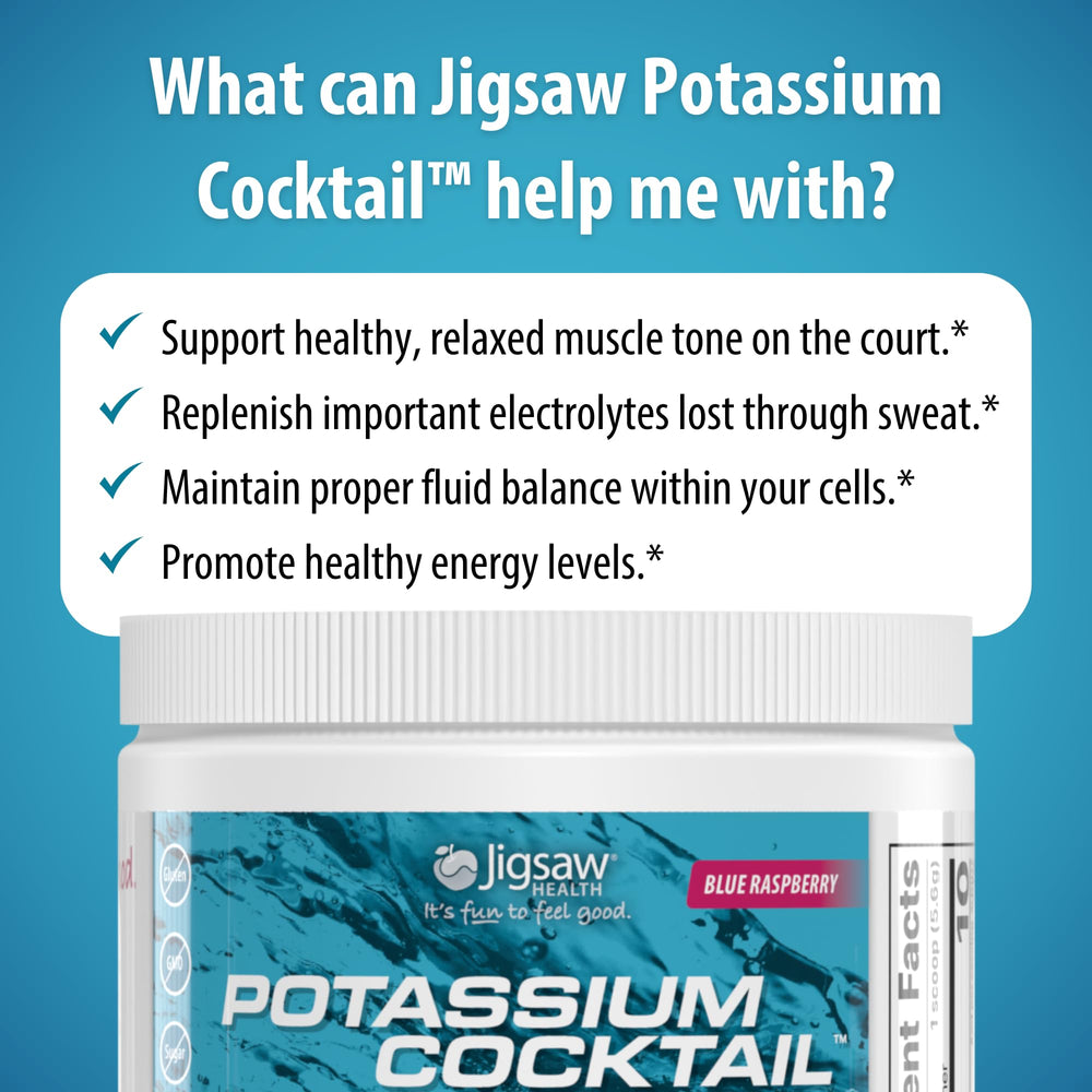 Athlete holding Jigsaw Health Potassium Cocktail during warm-up.