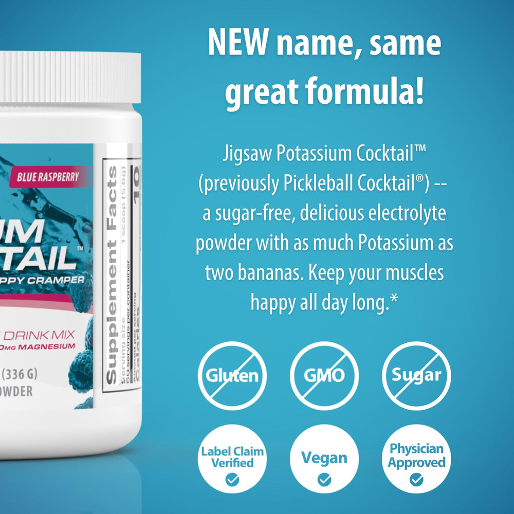 Jigsaw Health Potassium Cocktail on ice delivering a refreshing electrolyte boost.