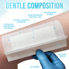 JJ CARE island dressing non-stick center pad enables gentle dressing changes