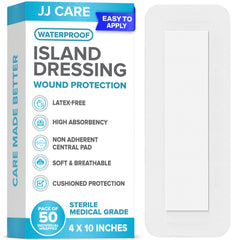 JJ CARE waterproof island dressing pack of 50 for reliable wound protection