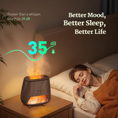 JJNJJN diffuser with flame-like LED effect for cozy evenings.