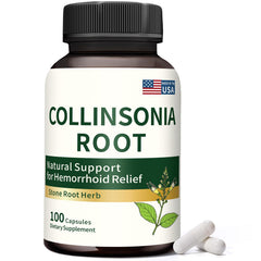 Jkrova Collinsonia root capsules bottle front showing venous support potential