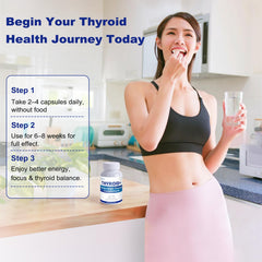 Jkrova woman taking thyroid supplement as part of her daily routine