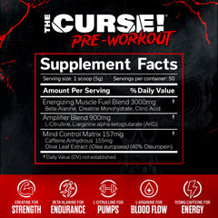 JNX Sports The Curse Watermelon preworkout mix in a glass, vibrant color