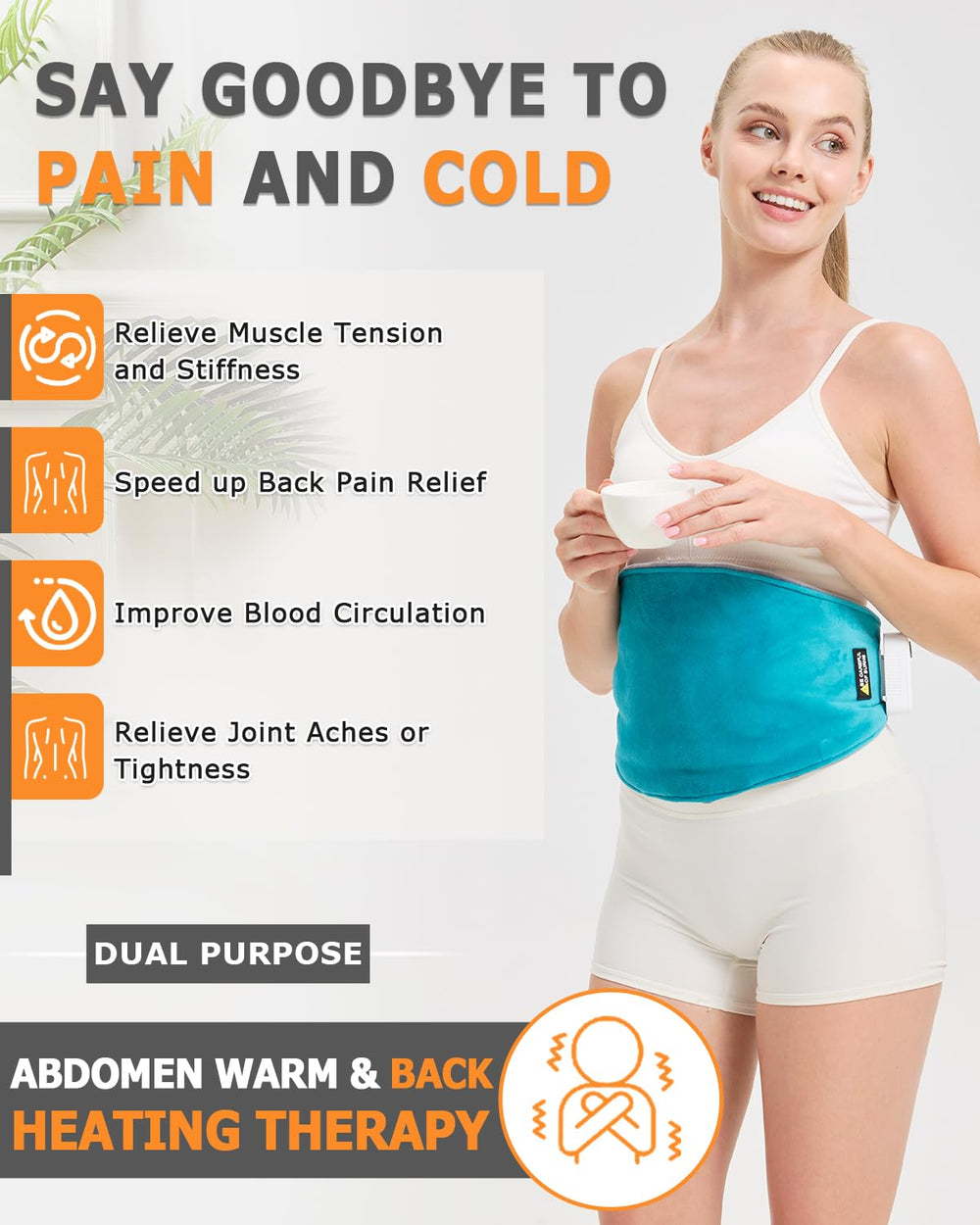 JOBYNA cordless heating pad includes Type-C cable and storage bag.