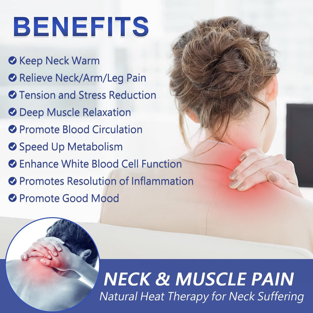 JOBYNA neck heating pad in an office setting for convenient warmth at work
