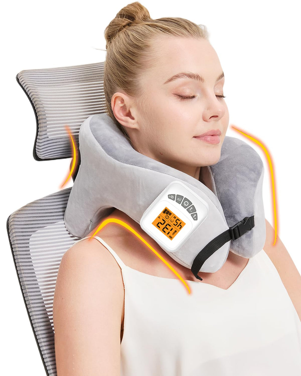 JOBYNA rechargeable heated neck pillow with cordless heat for on-the-go warmth