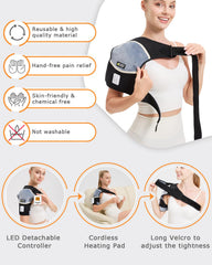 Jobyna shoulder pad LED control panel shows adjustable heat settings.