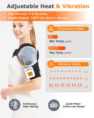 Jobyna wrap worn on shoulder for hands-free heat therapy.